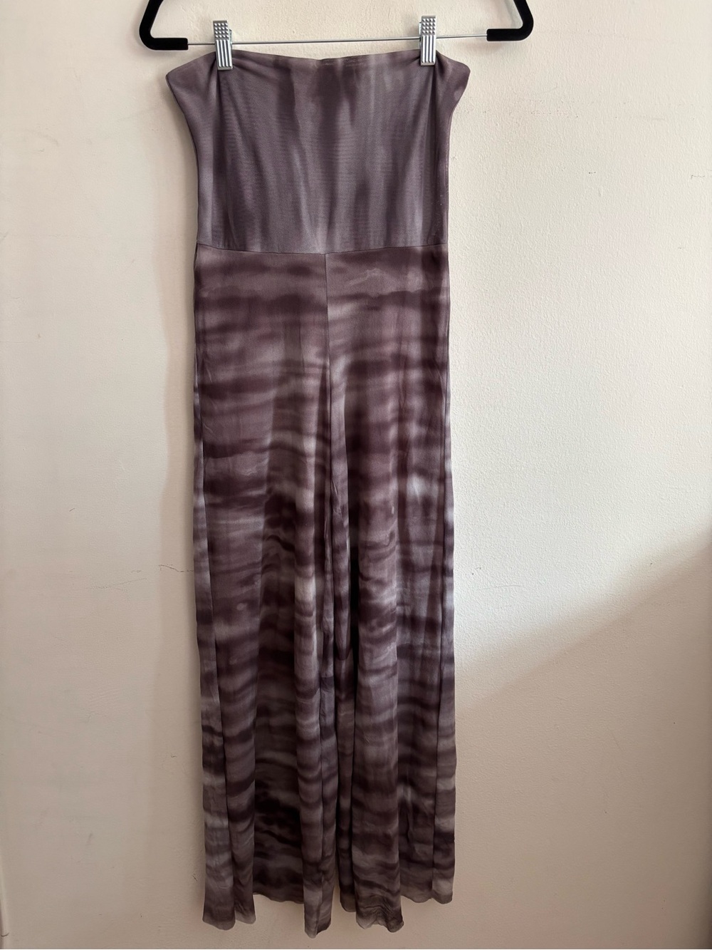 Petit Pois gray, purple, and brown tie die pants